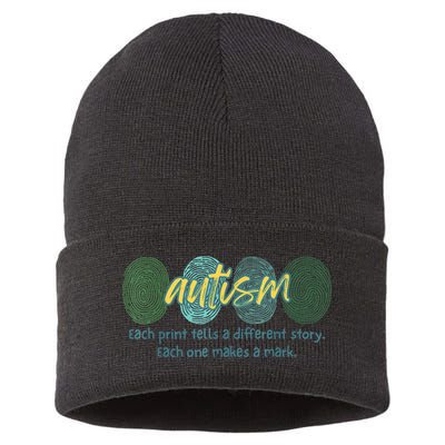 Fingerprint Autism Each Print Tells A Different Story Sustainable Knit Beanie
