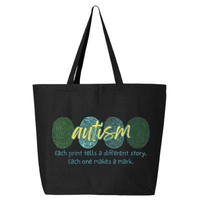 Fingerprint Autism Each Print Tells A Different Story 25L Jumbo Tote