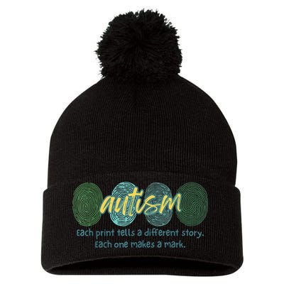 Fingerprint Autism Each Print Tells A Different Story Pom Pom 12in Knit Beanie