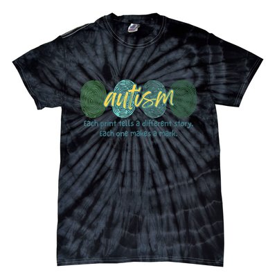 Fingerprint Autism Each Print Tells A Different Story Tie-Dye T-Shirt