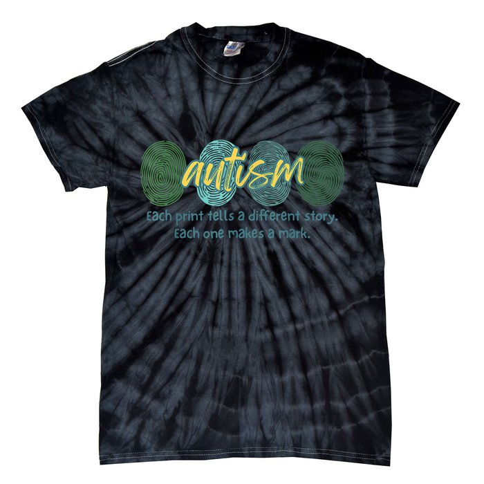 Fingerprint Autism Each Print Tells A Different Story Tie-Dye T-Shirt