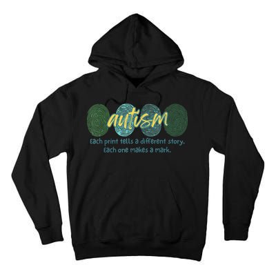 Fingerprint Autism Each Print Tells A Different Story Tall Hoodie