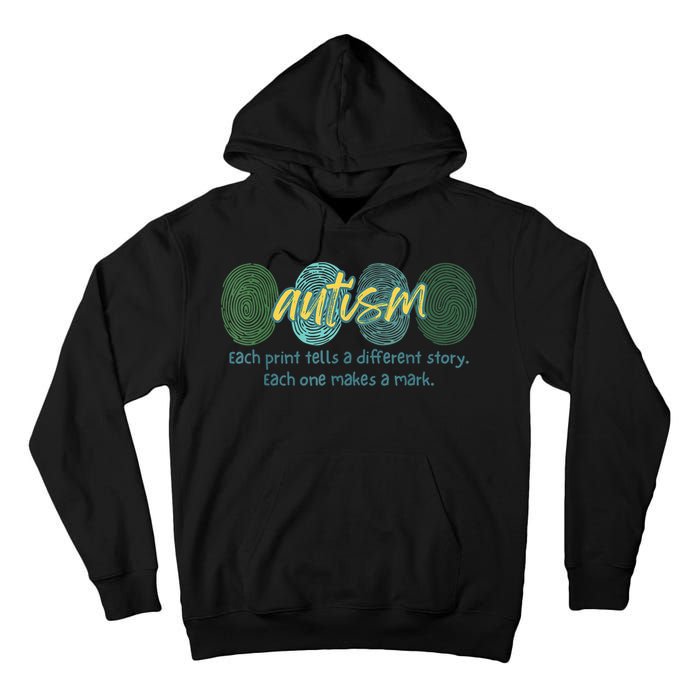 Fingerprint Autism Each Print Tells A Different Story Tall Hoodie