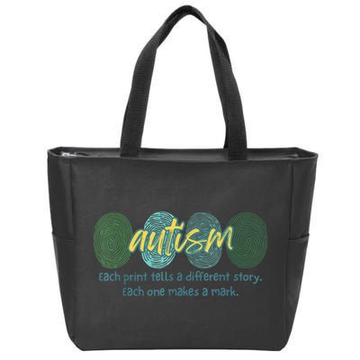 Fingerprint Autism Each Print Tells A Different Story Zip Tote Bag