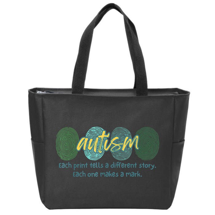 Fingerprint Autism Each Print Tells A Different Story Zip Tote Bag