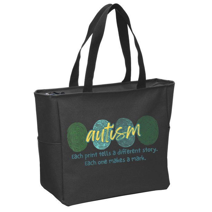 Fingerprint Autism Each Print Tells A Different Story Zip Tote Bag