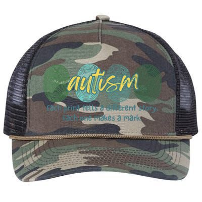 Fingerprint Autism Each Print Tells A Different Story Retro Rope Trucker Hat Cap