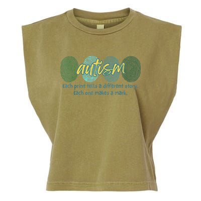 Fingerprint Autism Each Print Tells A Different Story Garment-Dyed Women's Muscle Tee