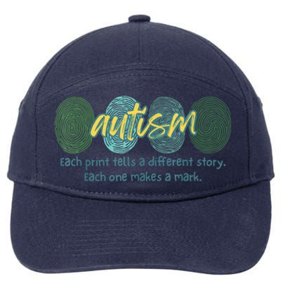 Fingerprint Autism Each Print Tells A Different Story 7-Panel Snapback Hat