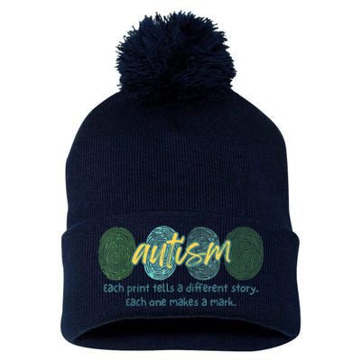 Fingerprint Autism Each Print Tells A Different Story Pom Pom 12in Knit Beanie