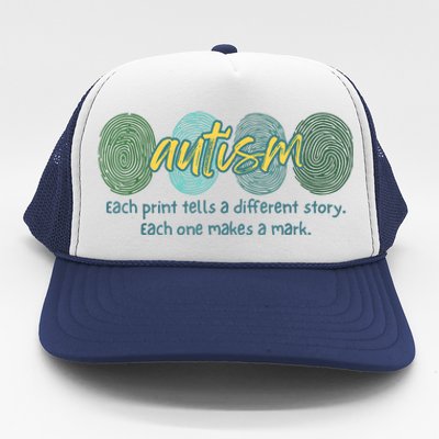 Fingerprint Autism Each Print Tells A Different Story Trucker Hat