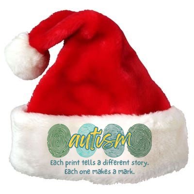 Fingerprint Autism Each Print Tells A Different Story Premium Christmas Santa Hat