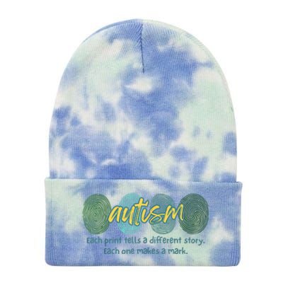 Fingerprint Autism Each Print Tells A Different Story Tie Dye 12in Knit Beanie