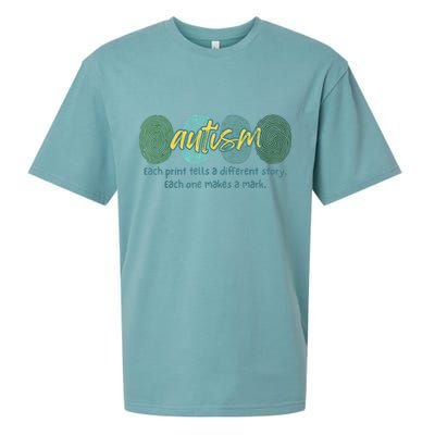 Fingerprint Autism Each Print Tells A Different Story Sueded Cloud Jersey T-Shirt