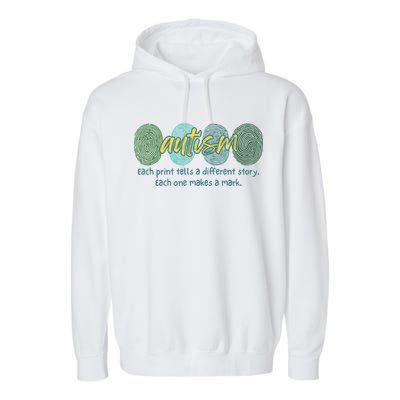 Fingerprint Autism Each Print Tells A Different Story Garment-Dyed Fleece Hoodie