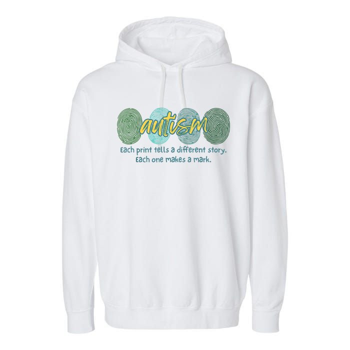 Fingerprint Autism Each Print Tells A Different Story Garment-Dyed Fleece Hoodie
