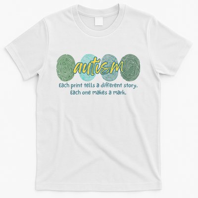 Fingerprint Autism Each Print Tells A Different Story T-Shirt