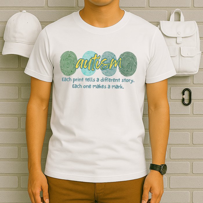 Fingerprint Autism Each Print Tells A Different Story T-Shirt