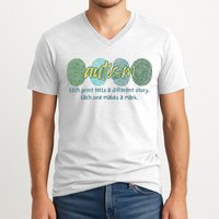 Fingerprint Autism Each Print Tells A Different Story V-Neck T-Shirt