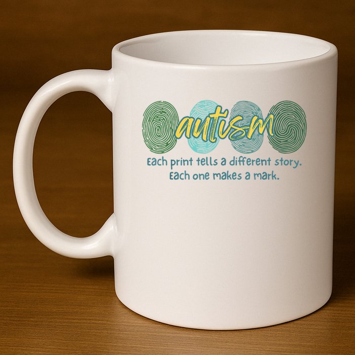 Fingerprint Autism Each Print Tells A Different Story 11oz C Handle Ceramic Mug