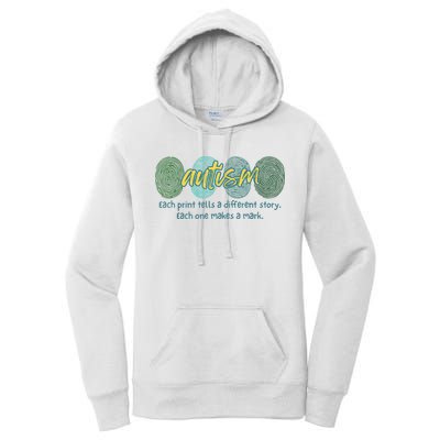 Fingerprint Autism Each Print Tells A Different Story Women's Pullover Hoodie