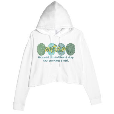 Fingerprint Autism Each Print Tells A Different Story Crop Fleece Hoodie