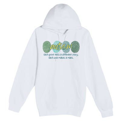 Fingerprint Autism Each Print Tells A Different Story Premium Pullover Hoodie