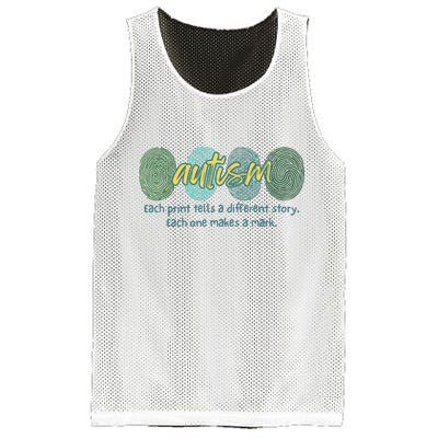 Fingerprint Autism Each Print Tells A Different Story Mesh Reversible Basketball Jersey Tank