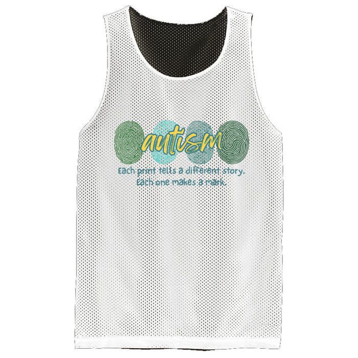 Fingerprint Autism Each Print Tells A Different Story Mesh Reversible Basketball Jersey Tank