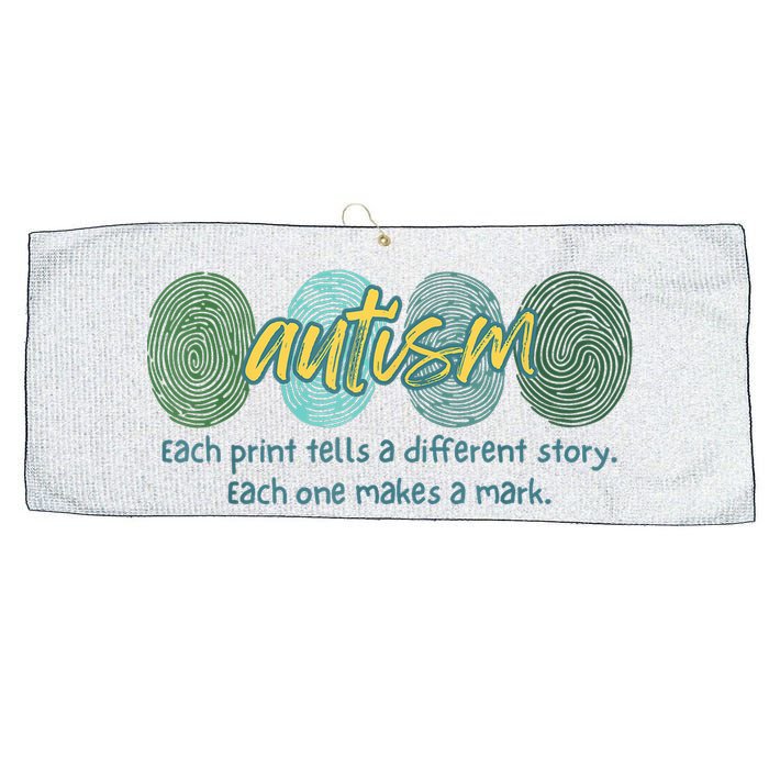 Fingerprint Autism Each Print Tells A Different Story Large Microfiber Waffle Golf Towel