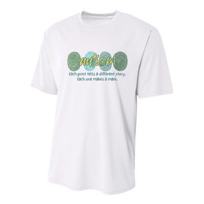 Fingerprint Autism Each Print Tells A Different Story Youth Performance Sprint T-Shirt