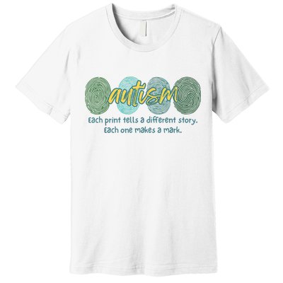 Fingerprint Autism Each Print Tells A Different Story Premium T-Shirt