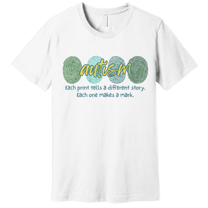 Fingerprint Autism Each Print Tells A Different Story Premium T-Shirt