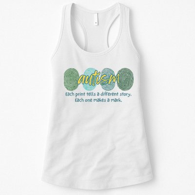 Fingerprint Autism Each Print Tells A Different Story Womens Tank Top