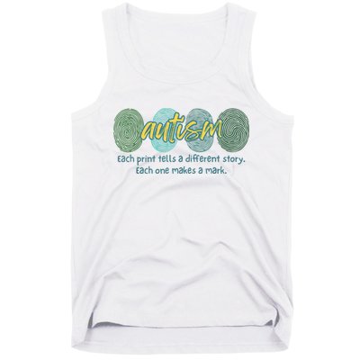 Fingerprint Autism Each Print Tells A Different Story Tank Top
