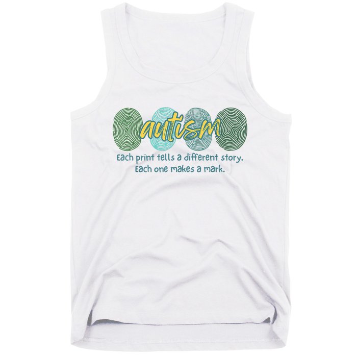 Fingerprint Autism Each Print Tells A Different Story Tank Top