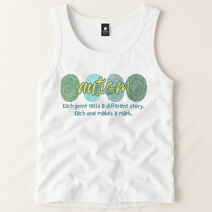Fingerprint Autism Each Print Tells A Different Story Tank Top