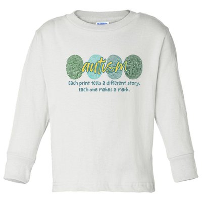 Fingerprint Autism Each Print Tells A Different Story Toddler Long Sleeve Shirt