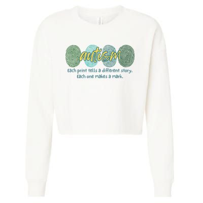 Fingerprint Autism Each Print Tells A Different Story Cropped Pullover Crew