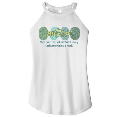 Fingerprint Autism Each Print Tells A Different Story Women's Perfect Tri Rocker Tank