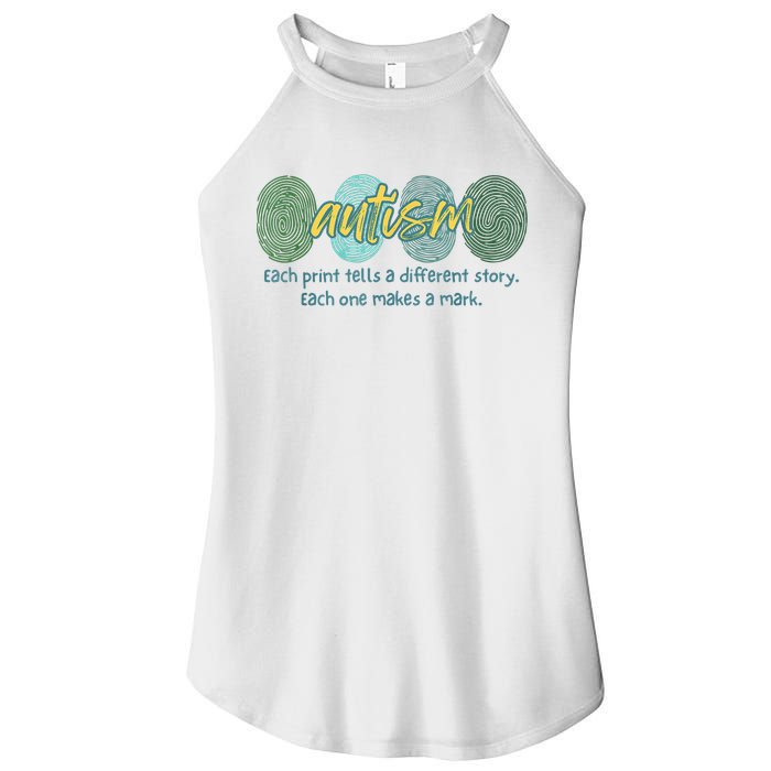 Fingerprint Autism Each Print Tells A Different Story Women's Perfect Tri Rocker Tank