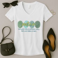 Fingerprint Autism Each Print Tells A Different Story Women's V-Neck T-Shirt