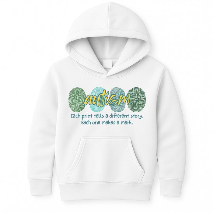 Fingerprint Autism Each Print Tells A Different Story Kids Hoodie