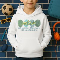Fingerprint Autism Each Print Tells A Different Story Kids Hoodie