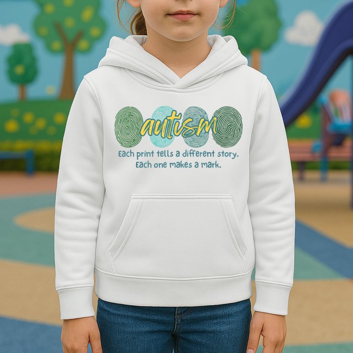 Fingerprint Autism Each Print Tells A Different Story Kids Hoodie