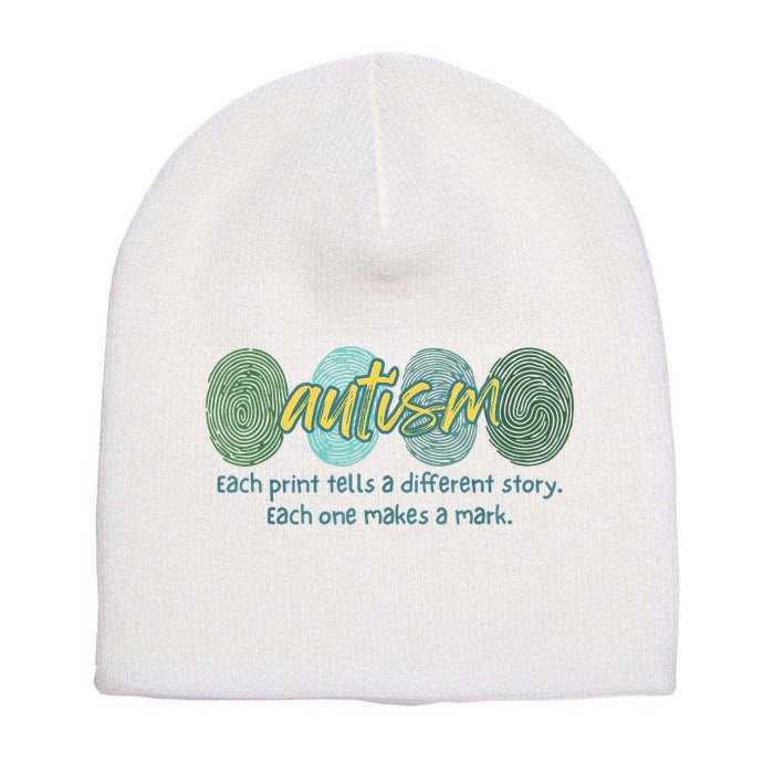 Fingerprint Autism Each Print Tells A Different Story Short Acrylic Beanie