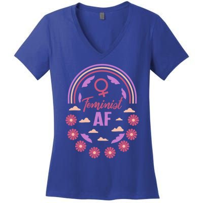 Feminist Af Empowert Support Power Support She Gift Women's V-Neck T-Shirt