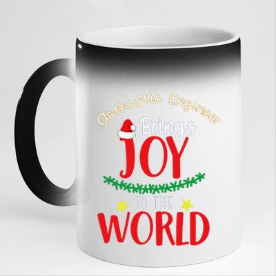 Funny Acoustic Engineer Brings Joy To The World Christmas 11oz Black Color Changing Mug