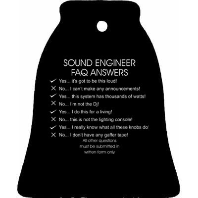 Funny Audio Engineer Definition Sound Technician Guy Gift Ceramic Bell Ornament