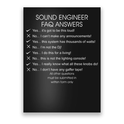 Funny Audio Engineer Definition Sound Technician Guy Gift Poster